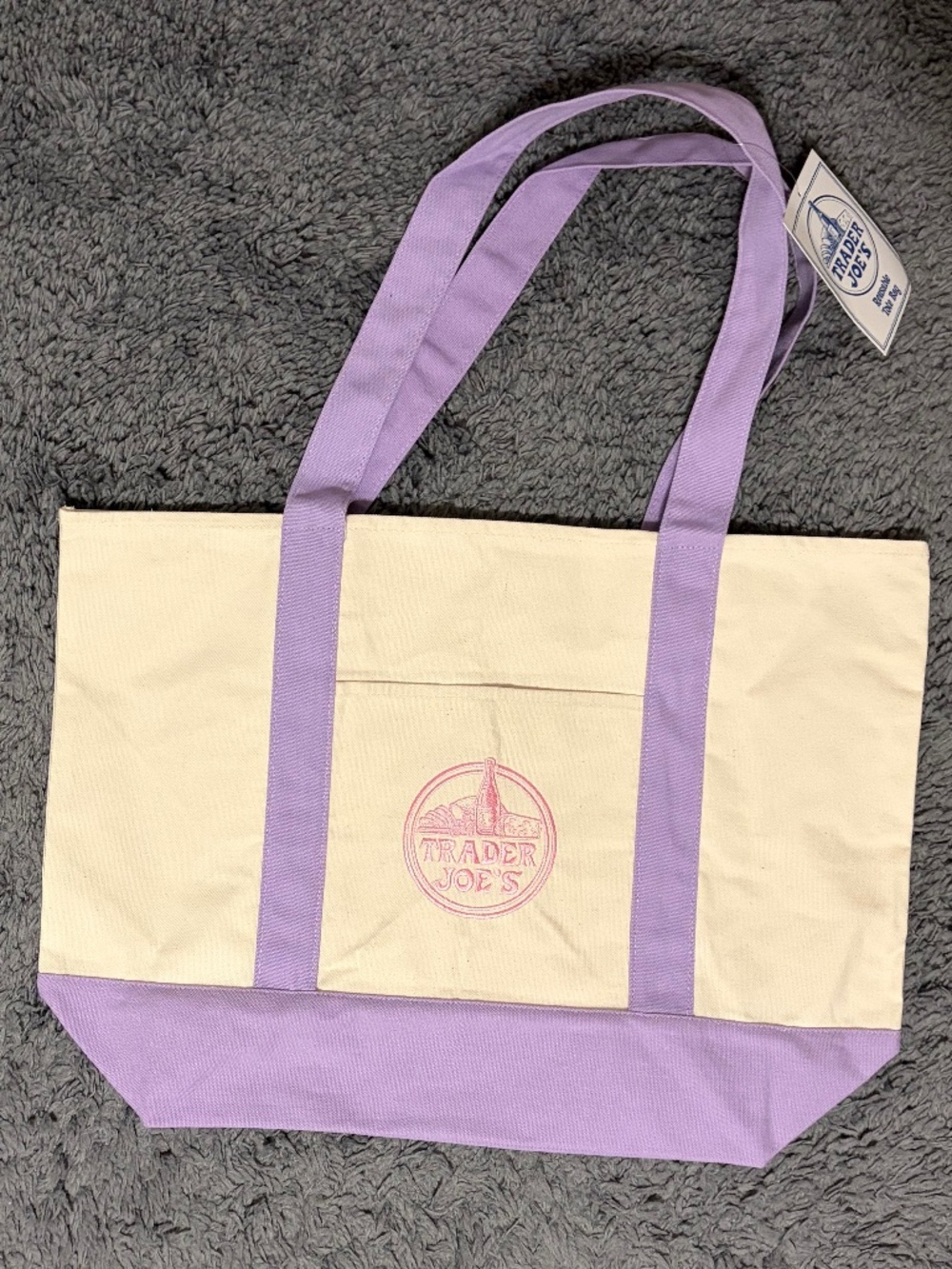 Trader Joe's Large Lavender Canvas Tote Bag - Picture 4 of 11
